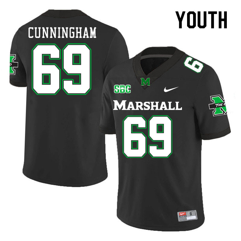Youth #69 Jaxson Cunningham Marshall Thundering Herd SBC Conference College Football Jerseys Stitche